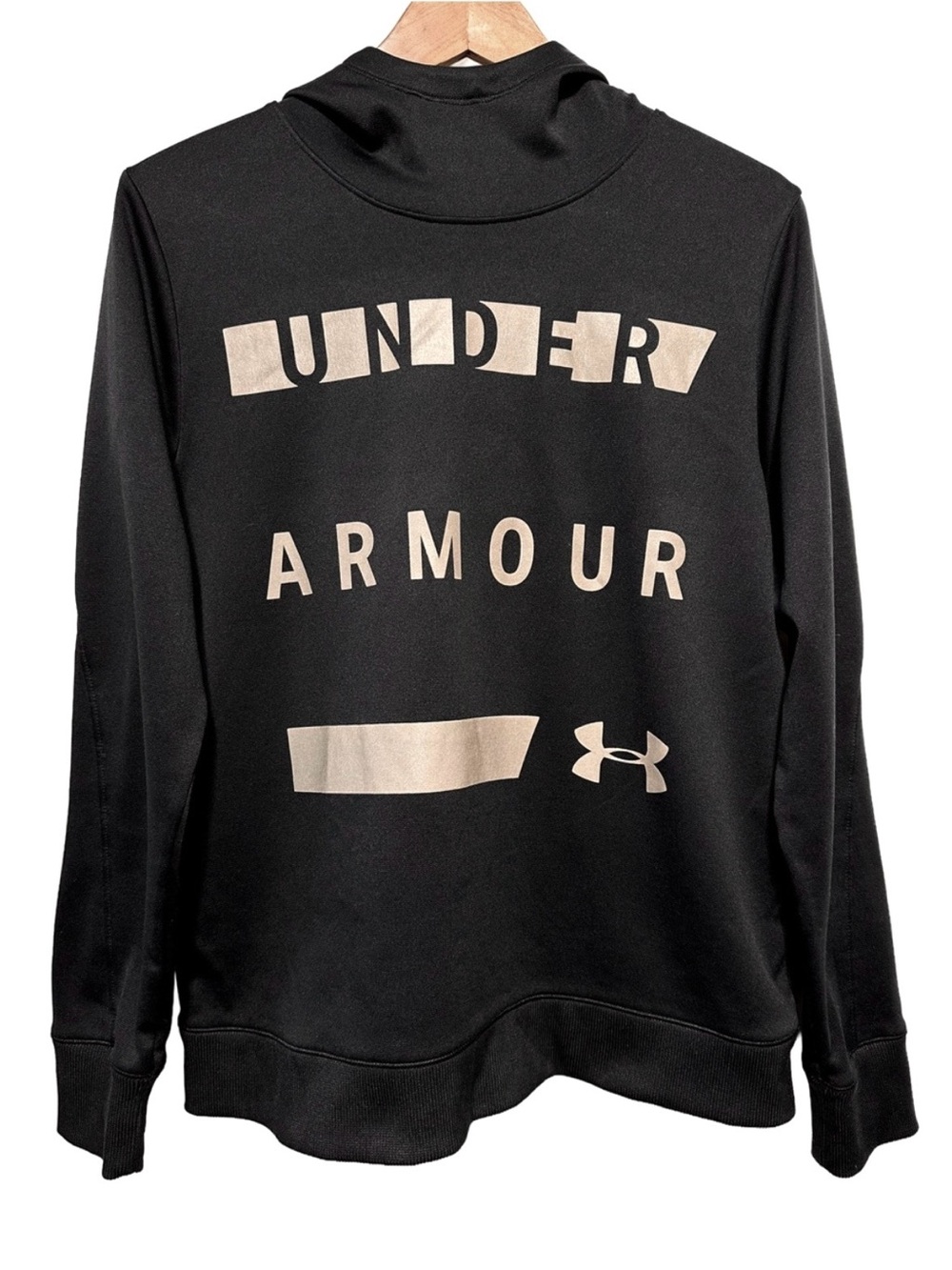 Under Armour ColdGear Black Taupe Metallic Graphic Funnel Neck Hoodie M